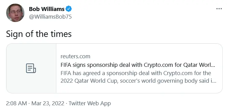 Crypto com FIFA Qatar WC Sponsorship 2022 Reaction Tweets 2